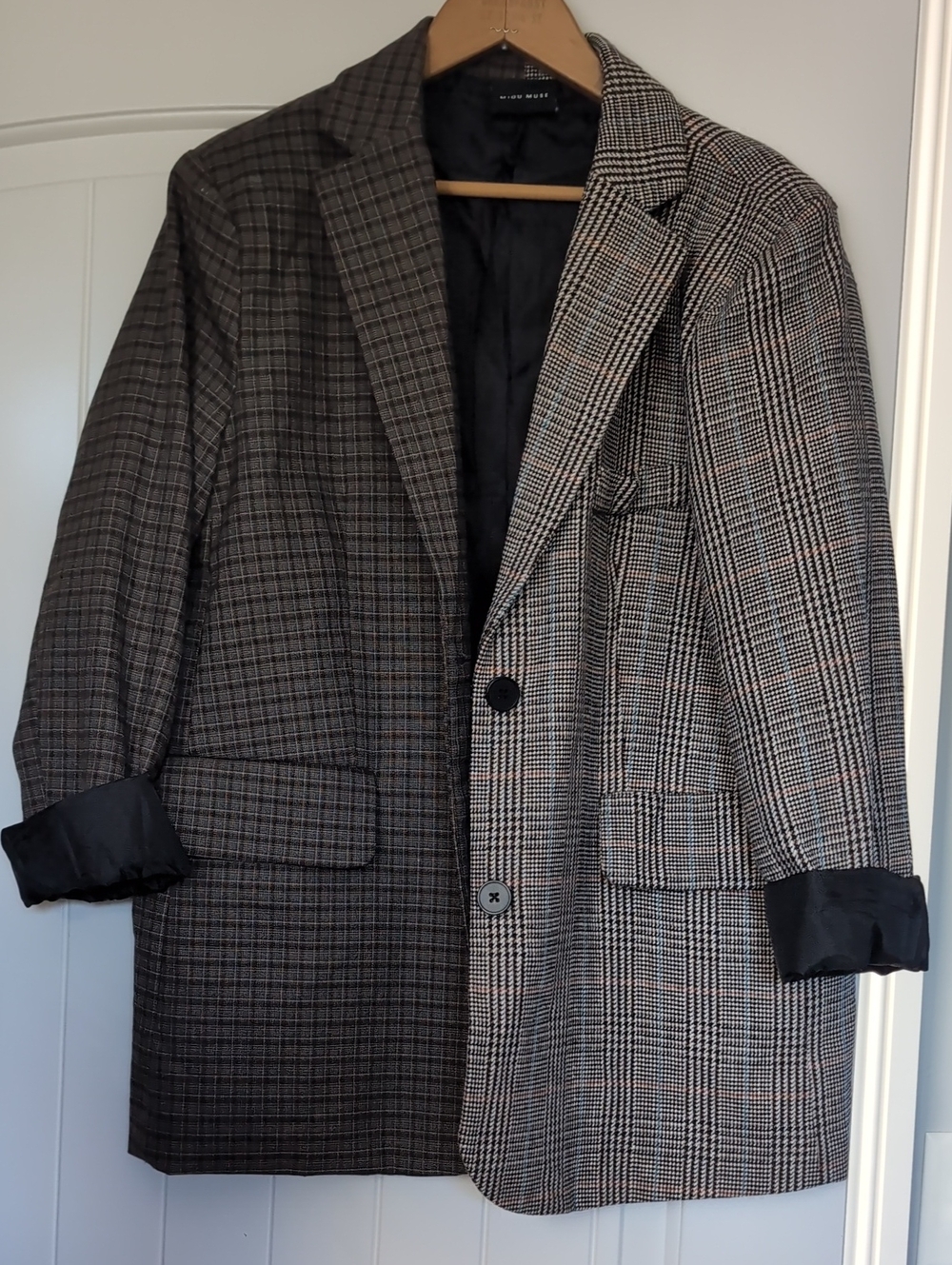 Checked Blazer Jacket - Black/Gray